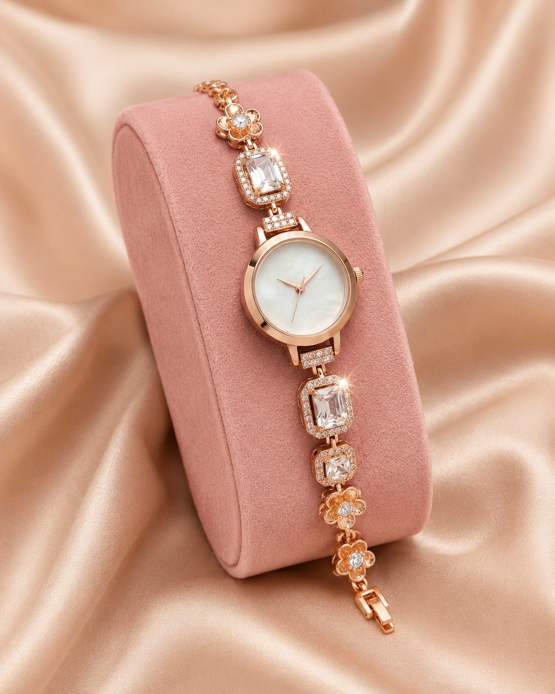Rose Gold Finished Diamond Watch