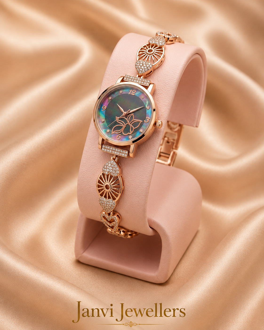 Rose Gold Finished Diamond Watch