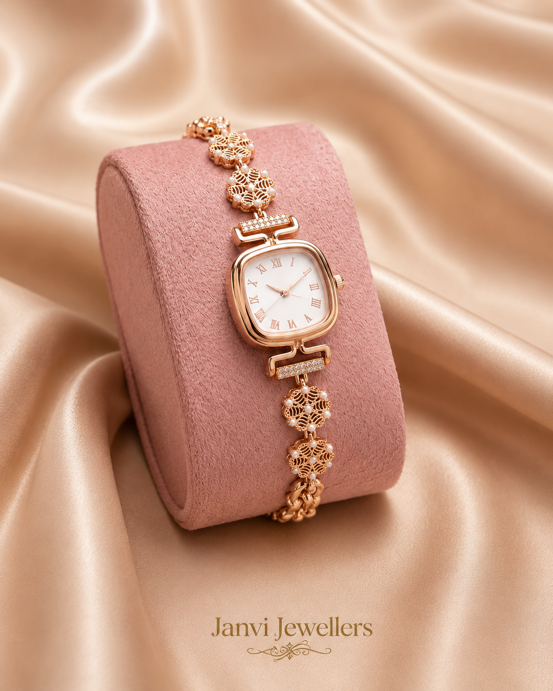 Rose Gold Finished Diamond Watch
