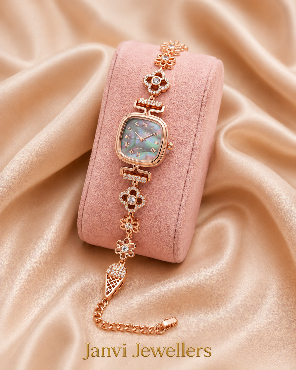 Rose Gold Finished Diamond Watch
