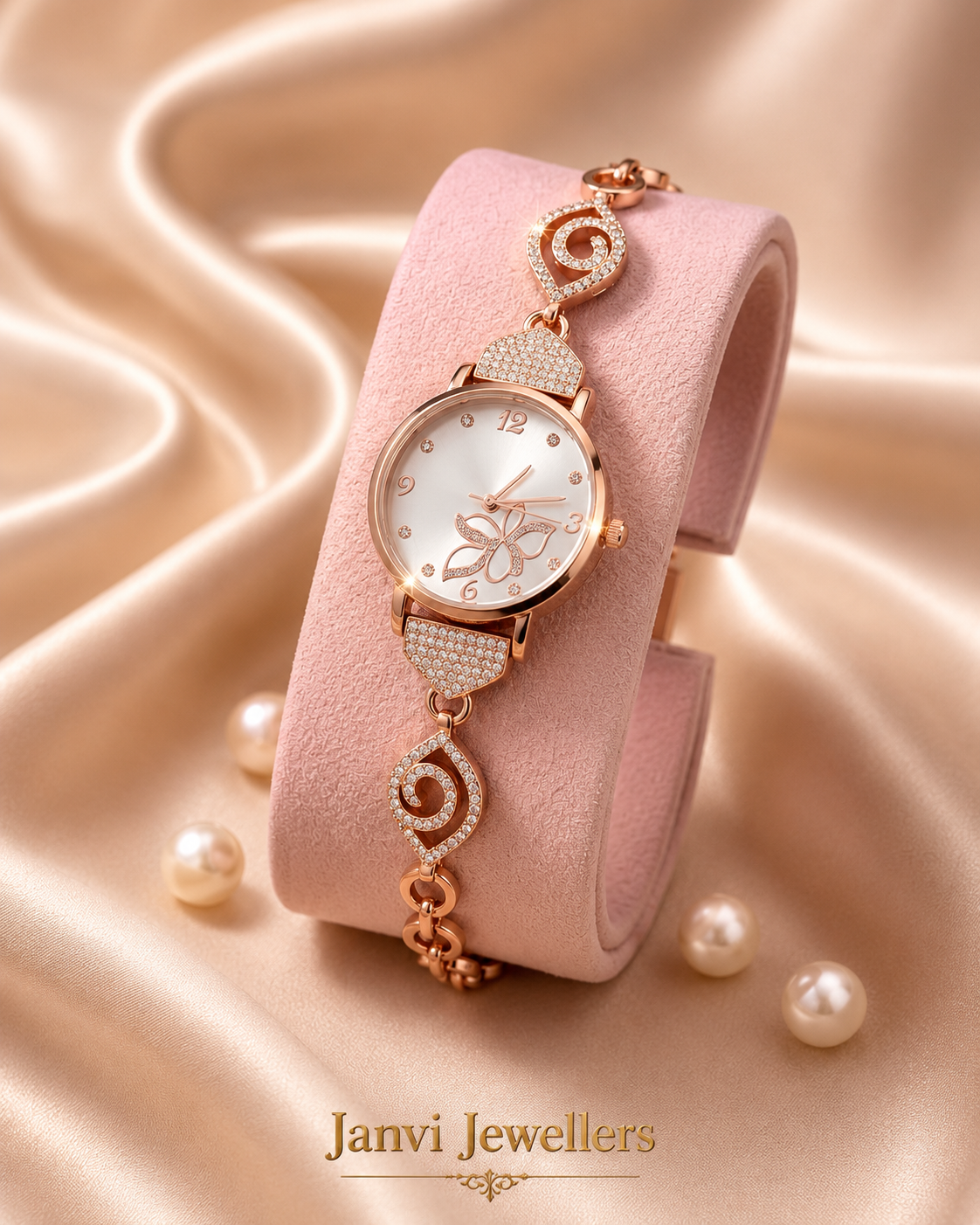 Rose Gold Finished Diamond Watch