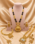 Rajwadi Gold Finish Combo Jewellery Set with Earrings & Maang Tika