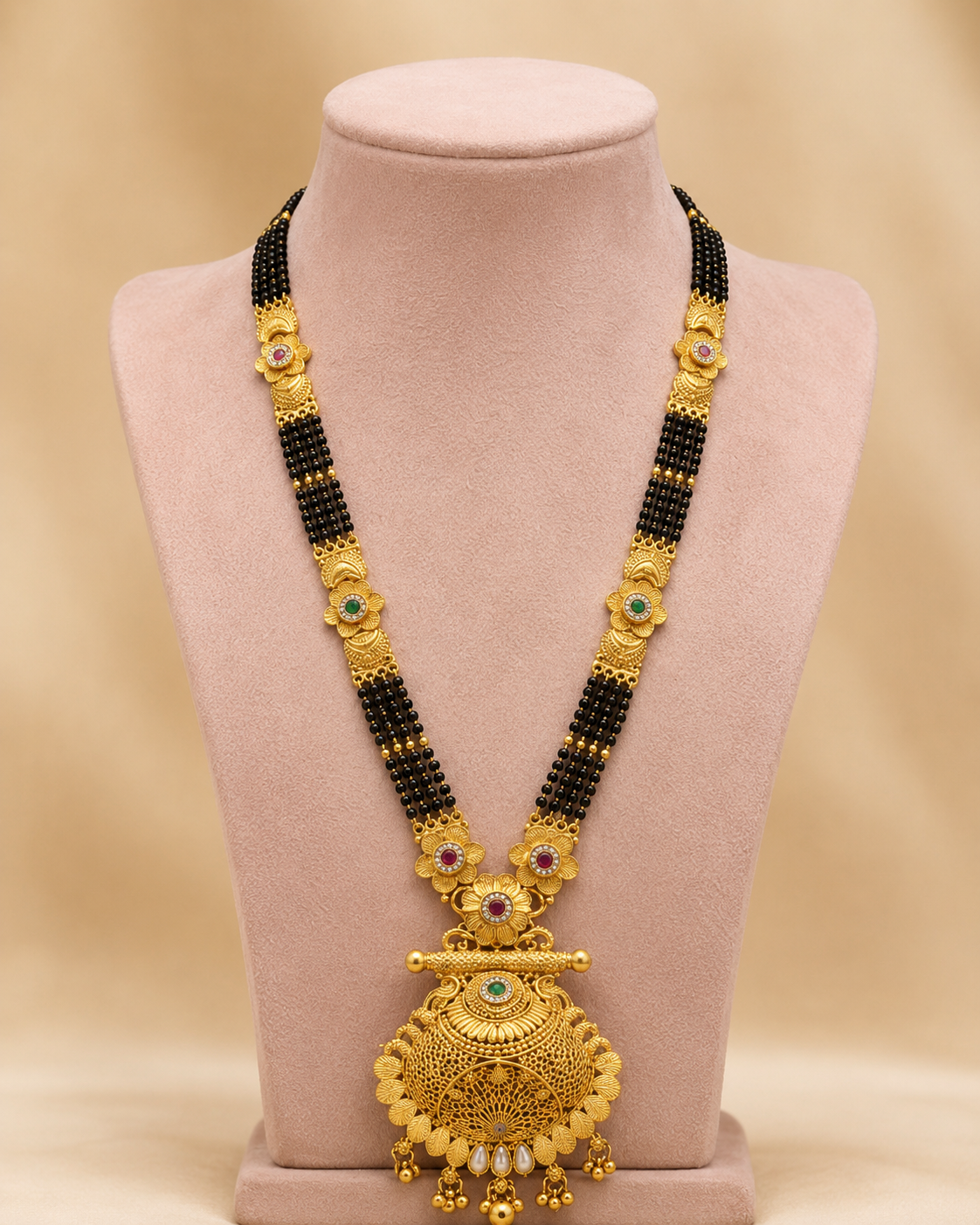 Rajwadi Gold Finish Combo Jewellery Set with Earrings & Maang Tika
