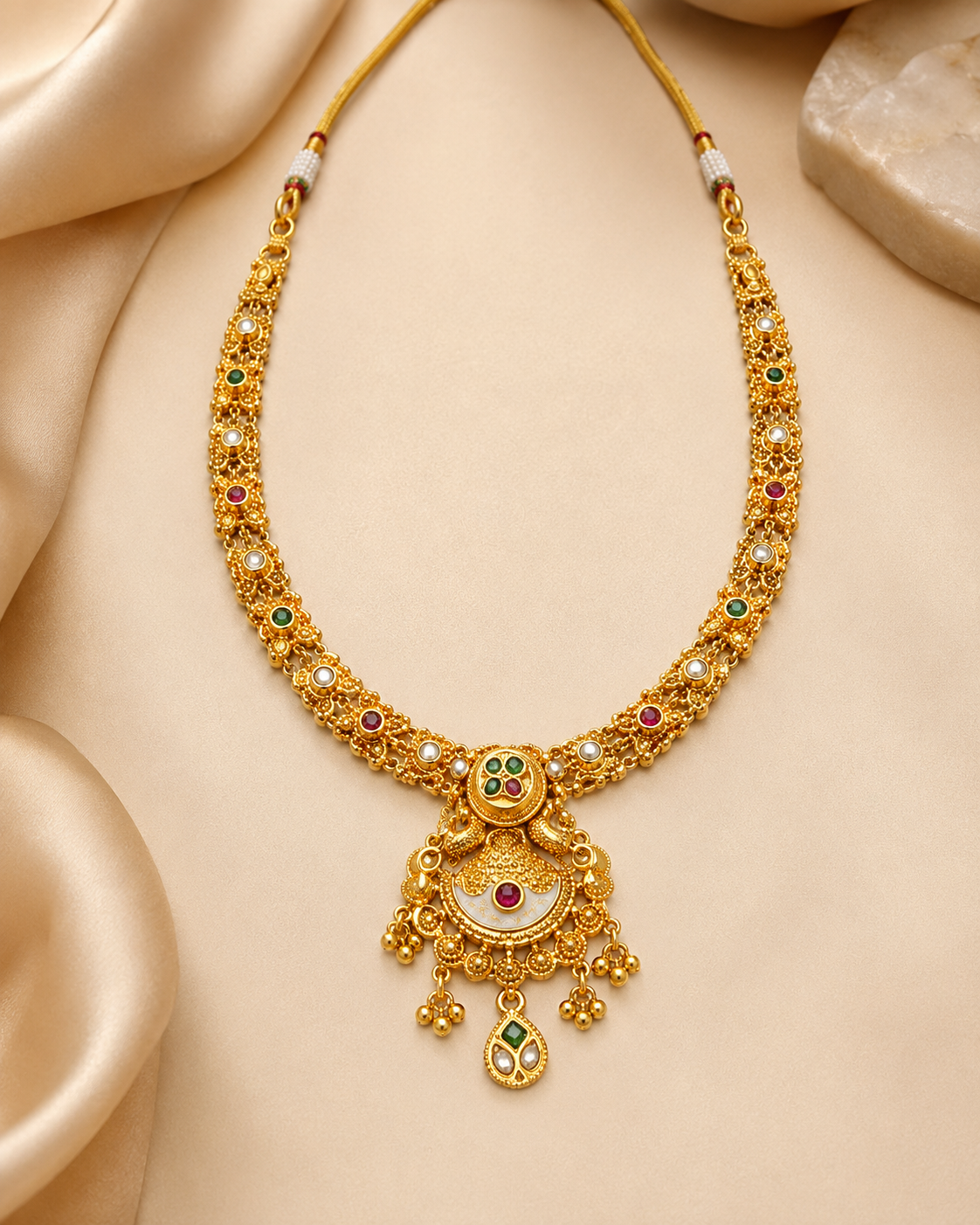 Rajwadi Gold Finish Combo Jewellery Set with Earrings & Maang Tika