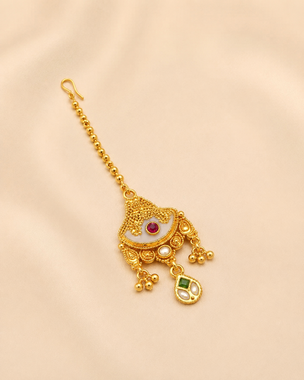 Rajwadi Gold Finish Combo Jewellery Set with Earrings & Maang Tika