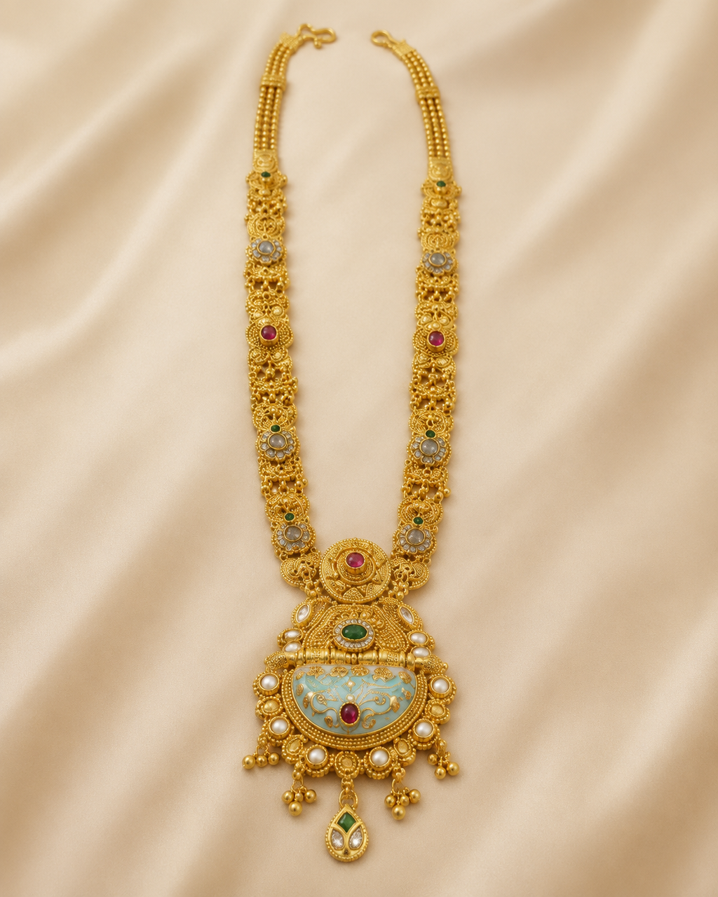 Rajwadi Gold Finish Combo Jewellery Set with Earrings & Maang Tika