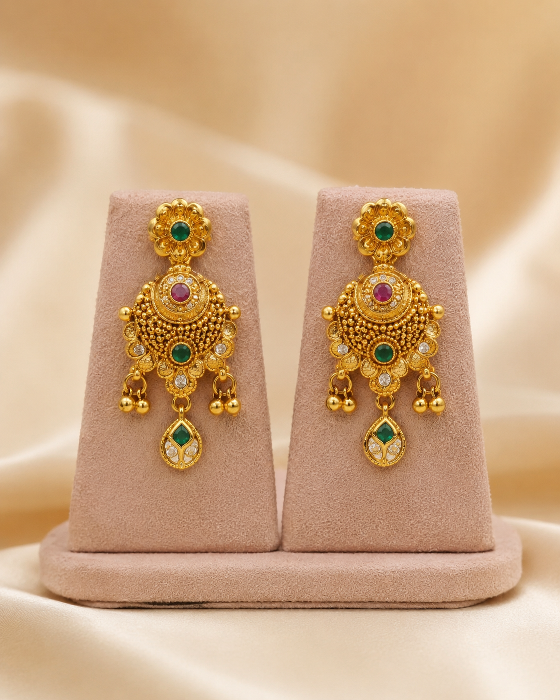 Rajwadi Gold Finish Combo Jewellery Set with Earrings & Maang Tika