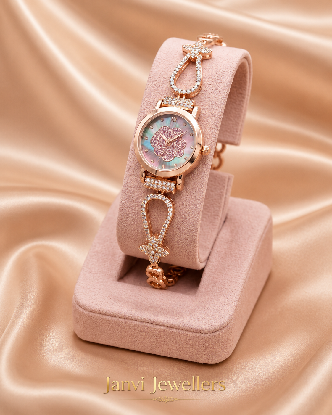 Rose Gold Finished Diamond Watch