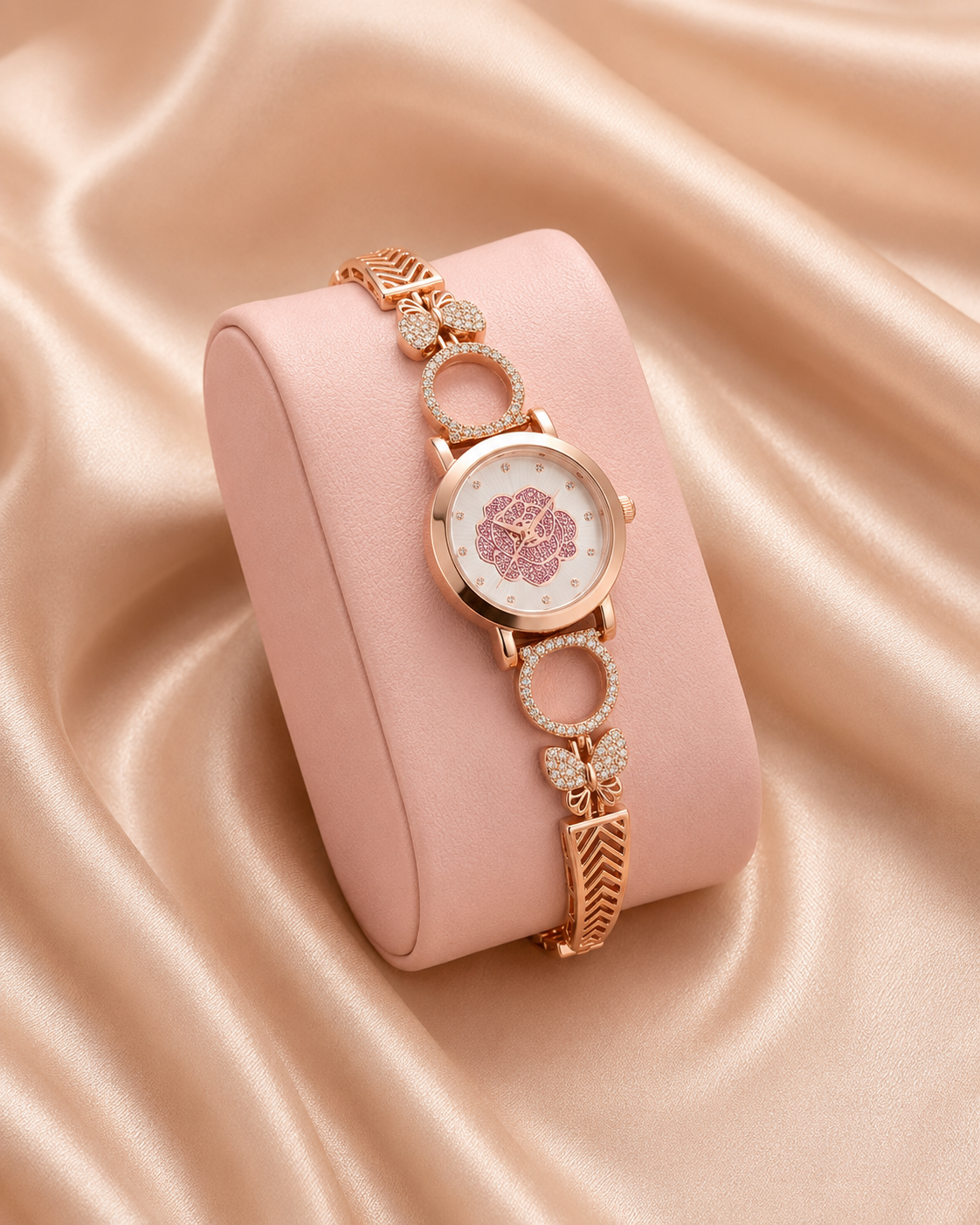 Rose Gold Finished Diamond Watch