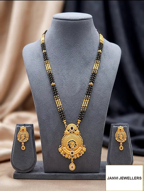 Gold Plated Mangalsutra Set with Earrings