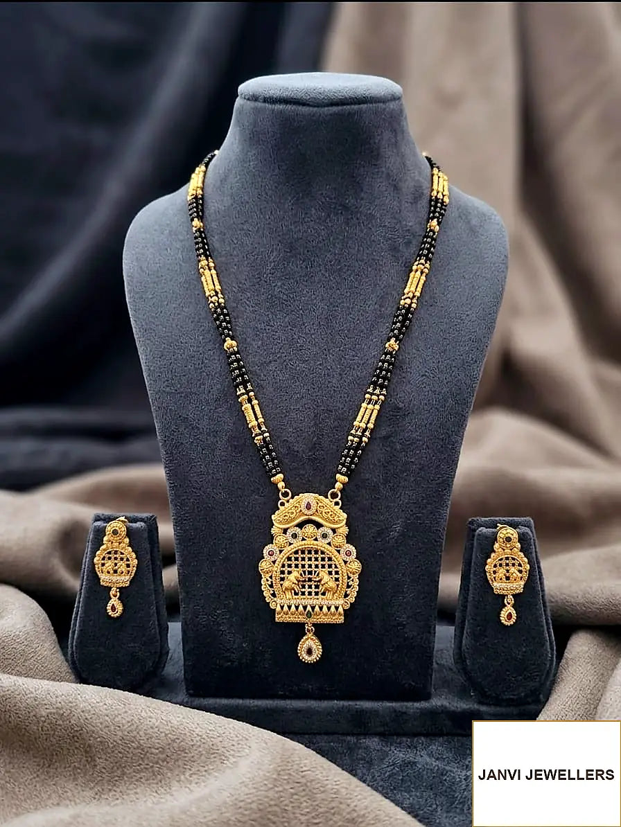 Gold Plated Mangalsutra Set with Earrings