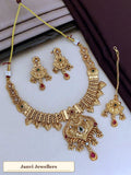 Antique Gold Finish Short Necklace set with Earrings