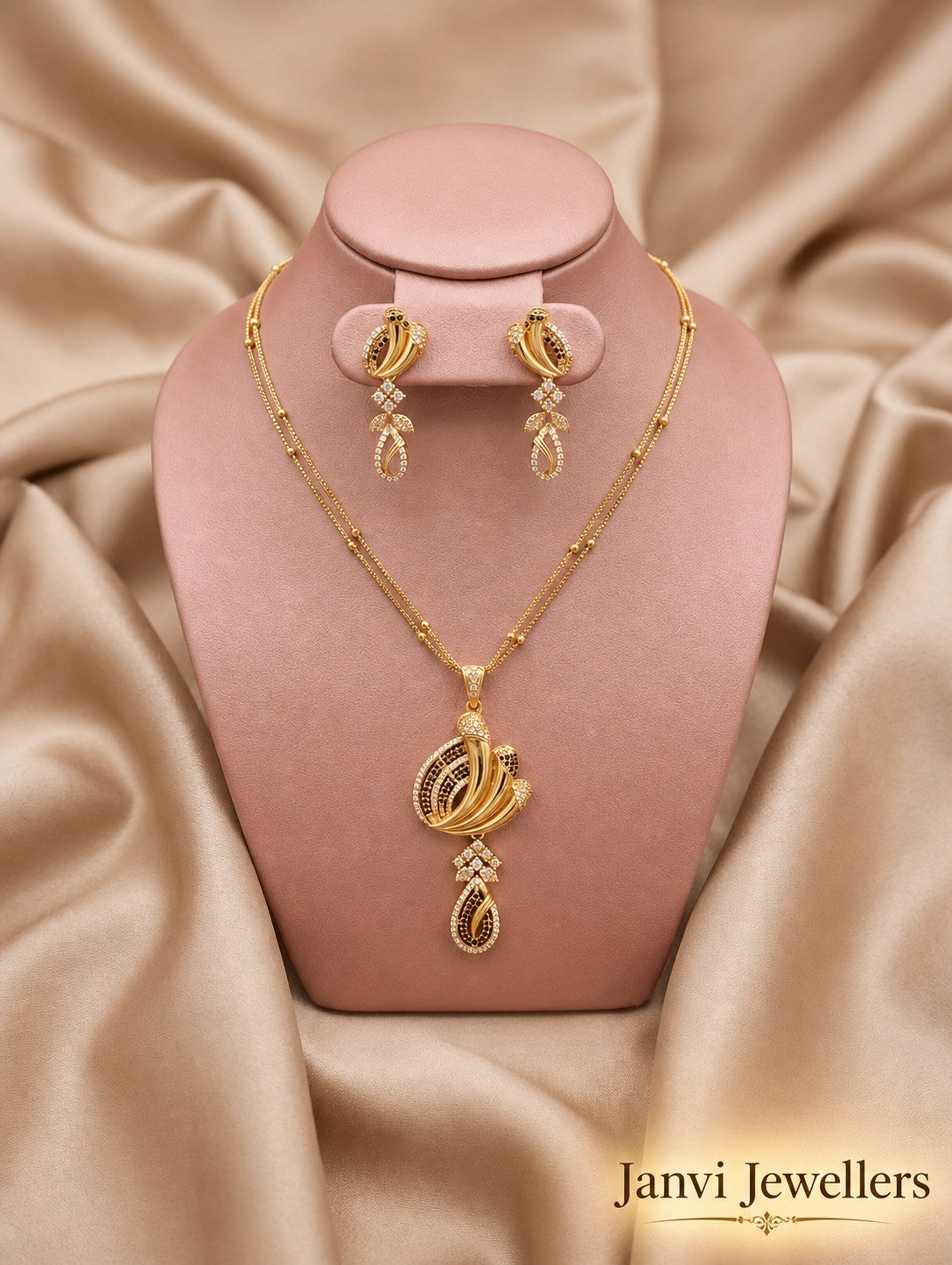 Gold Tone Radiance Pendant & Earring Set