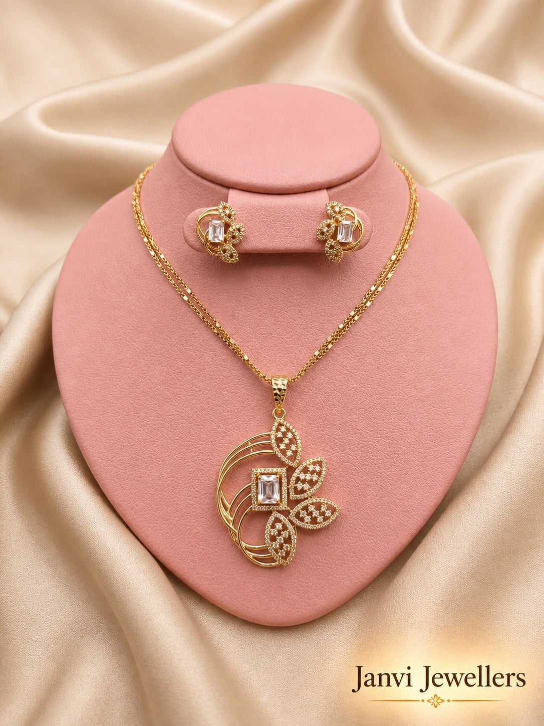 Gold Tone Radiance Pendant & Earring Set
