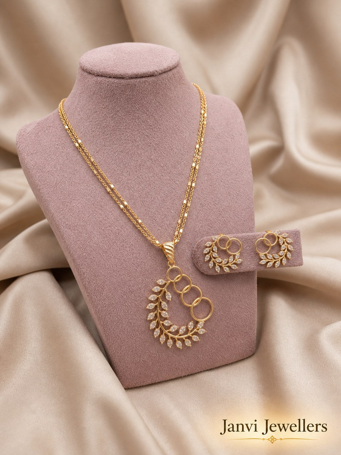 Gold Tone Radiance Pendant & Earring Set