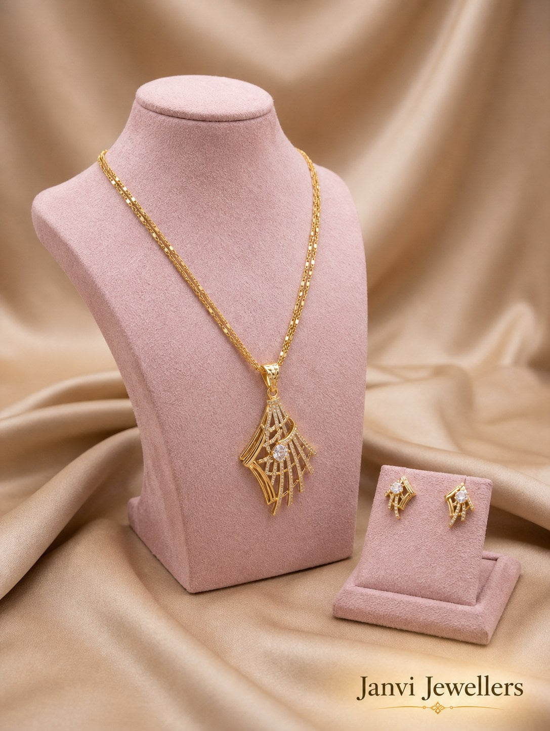 Gold Tone Radiance Pendant & Earring Set