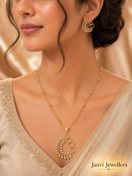 Gold Tone Radiance Pendant & Earring Set