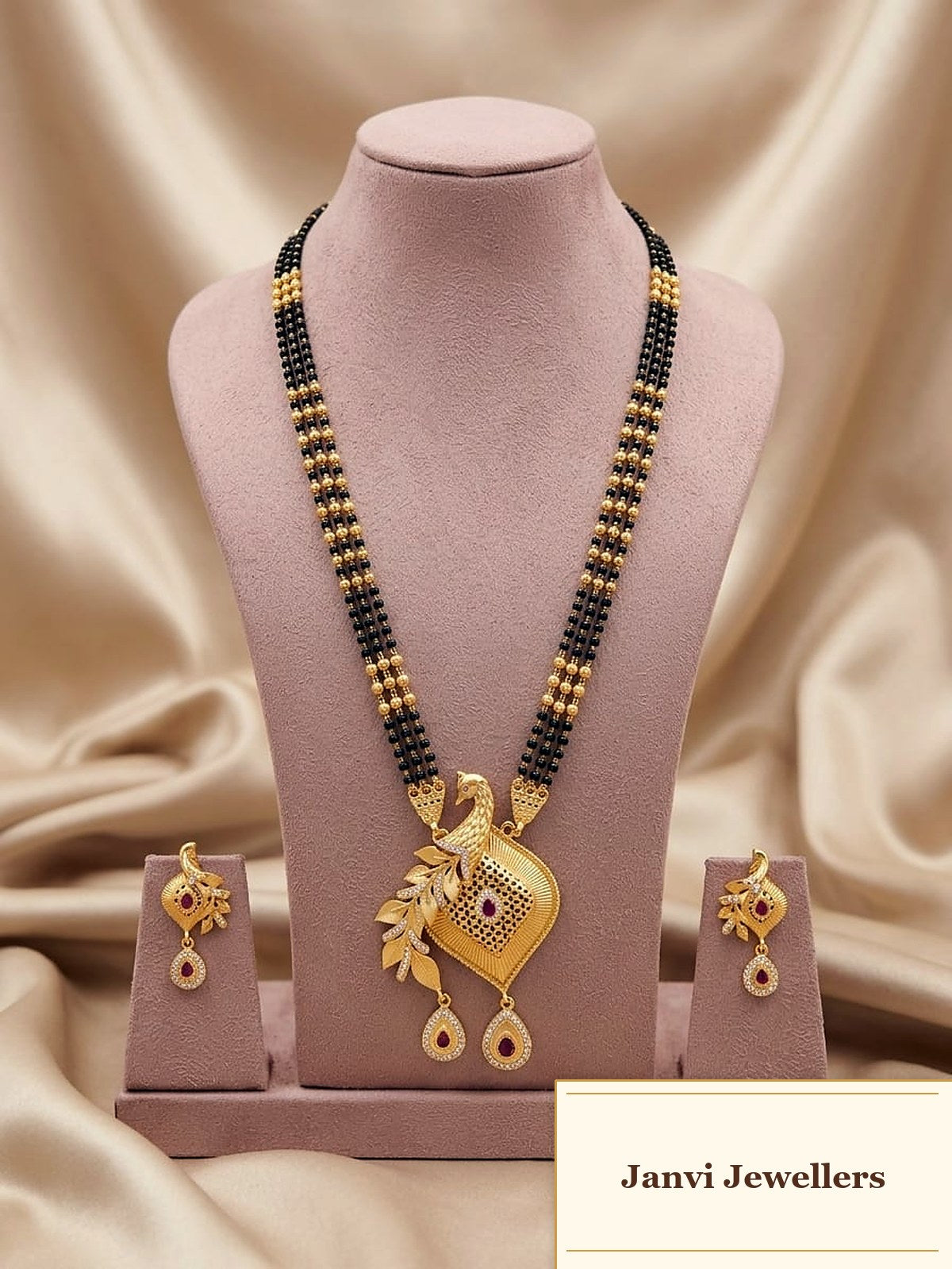 High Gold Finished Mangalsutra set with Earrings