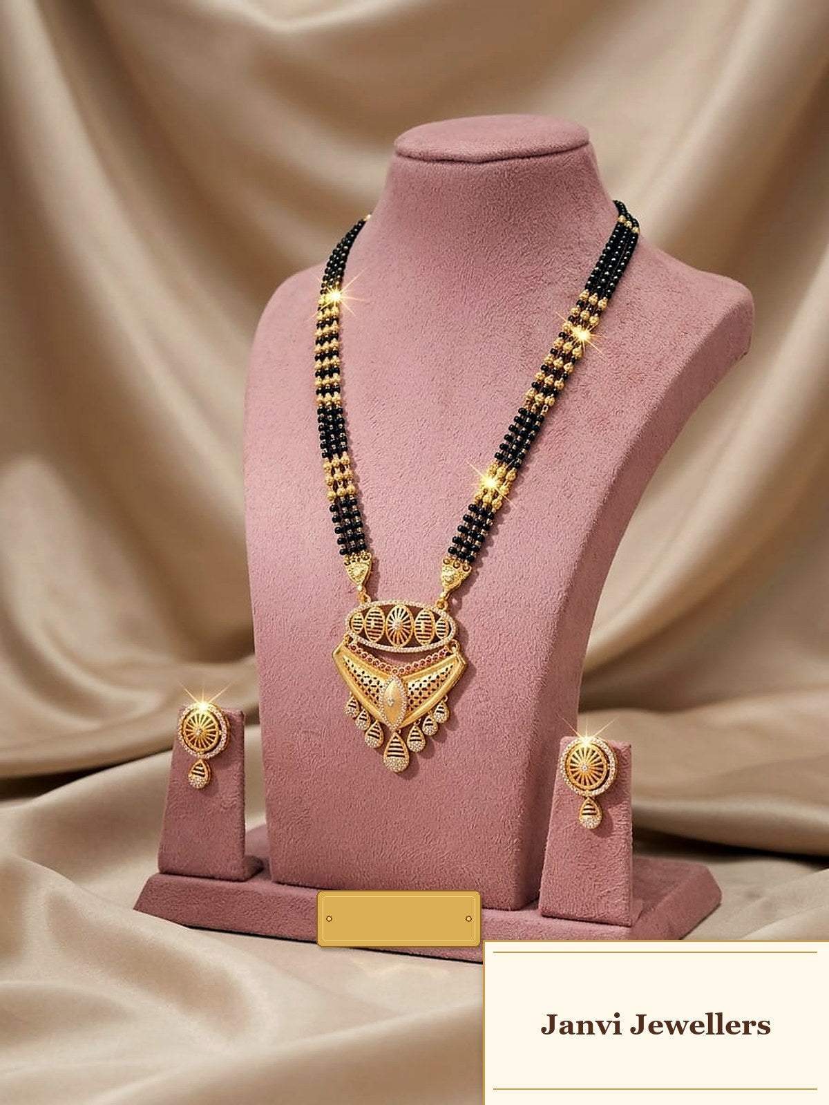 High Gold Finished Mangalsutra set with Earrings