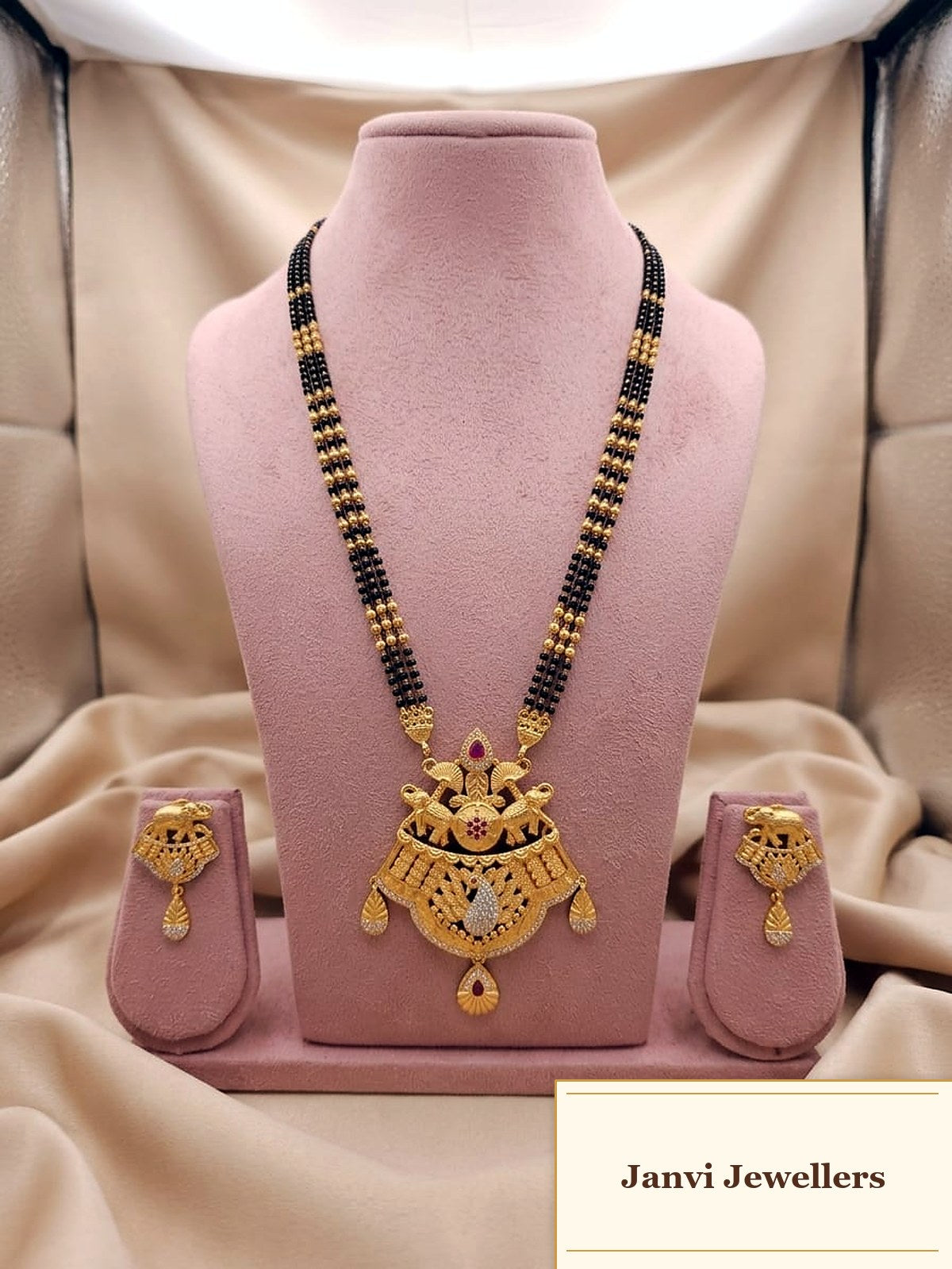 High Gold Finished Mangalsutra set with Earrings