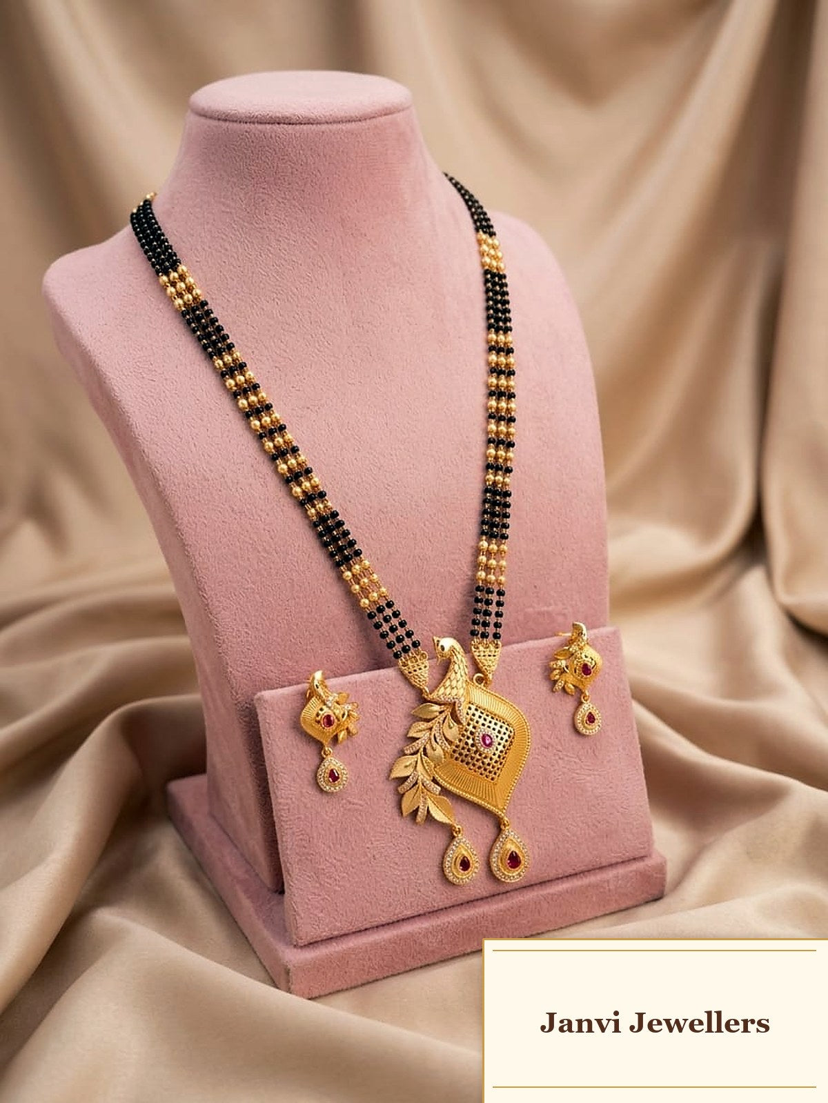 High Gold Finished Mangalsutra set with Earrings
